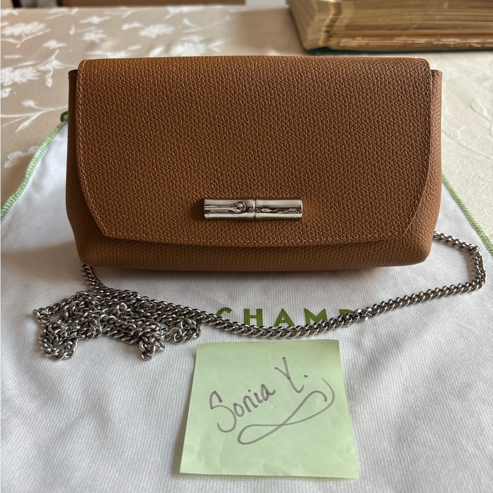 Longchamp Roseau Flap Leather Chain Crossbody Clutch Bag Excellent & Authentic - Picture 16 of 16